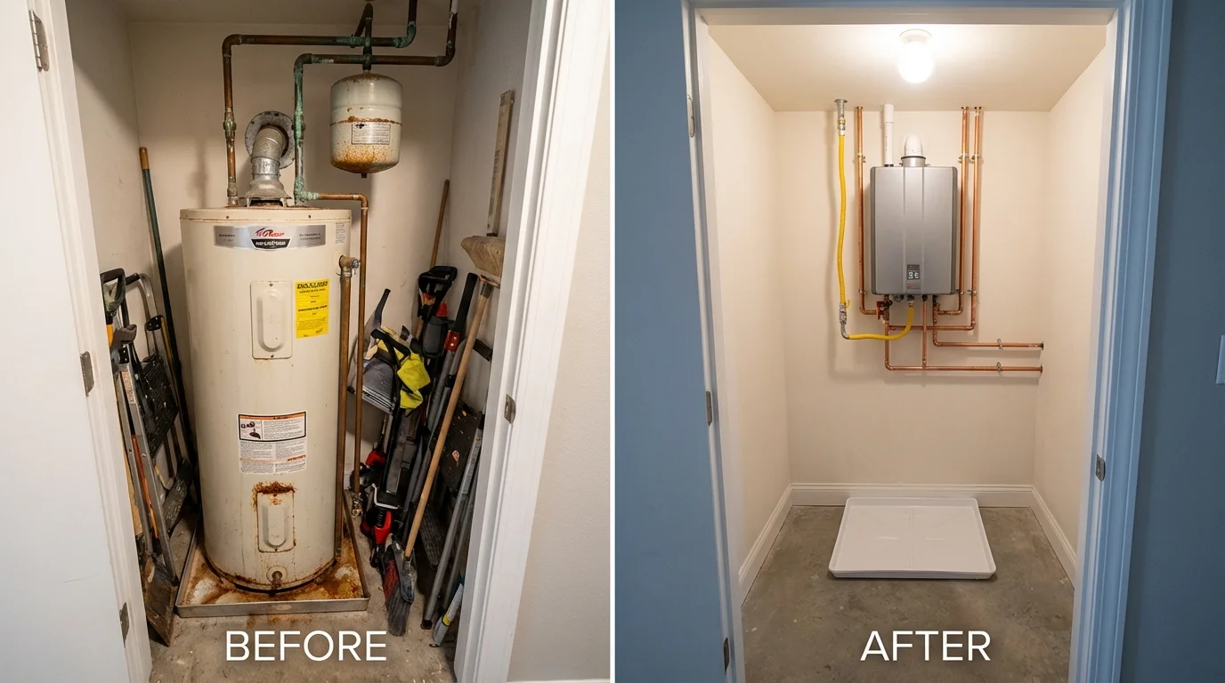 Tank water heater versus wall-mounted tankless unit comparison for West Point, GA homeowners